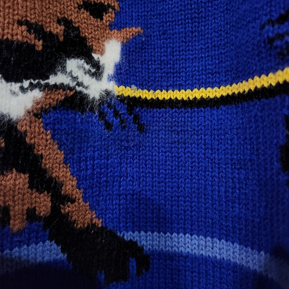 Vtg Susan Bristol Cat Sweater Navy Boxy 90s Crazy Cat Lady Size LARGE L Women's - Picture 9 of 9